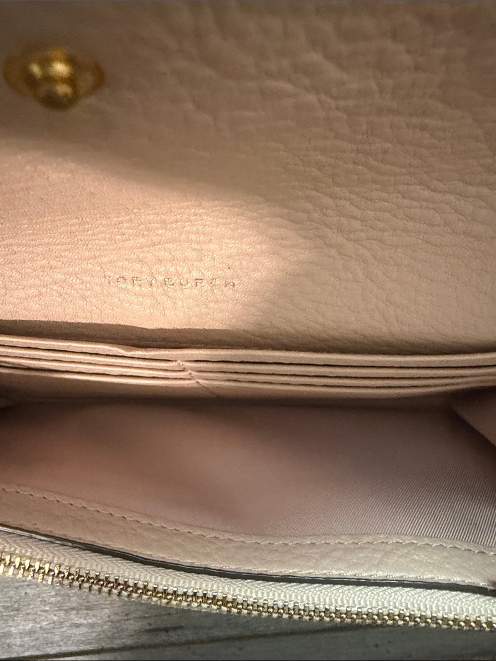 Tory Burch Blush Leather Continental Wallet with Logo - Picture 5 of 10